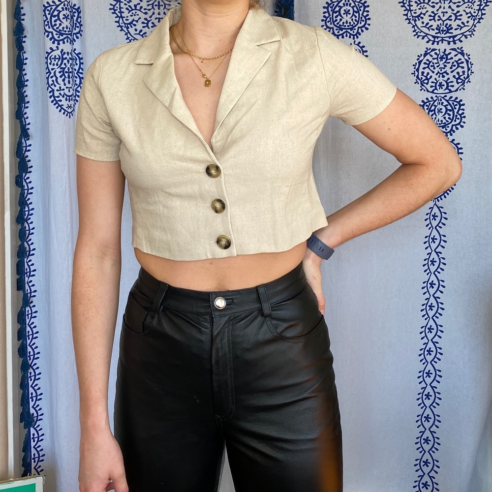 Revolve Super Down Cropped Short Sleeve Blazer
